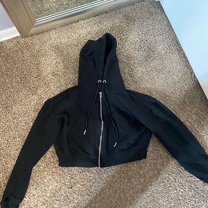 Cropped black zip up hoodie